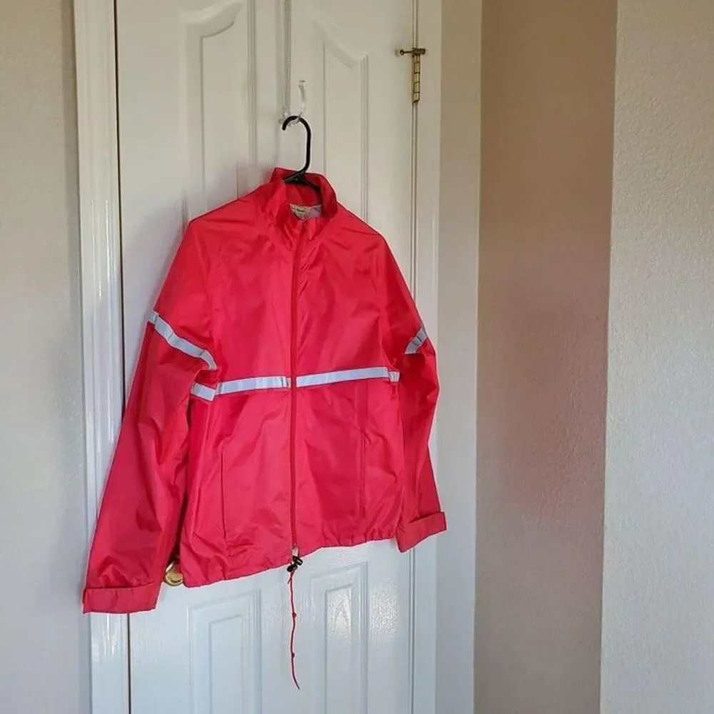 L.L. Bean Womens Jacket Pink L Reflective Full Zip Parka/Windbreaker